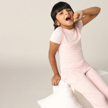 Sweet Spot Girls Lounging or Sleep Bamboo Regular T-Shirt (Rose Quartz)