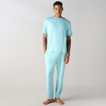 LuxeSoft Bamboo - Ultra-Soft Men's Co-Ord Set (Aqua Sky)