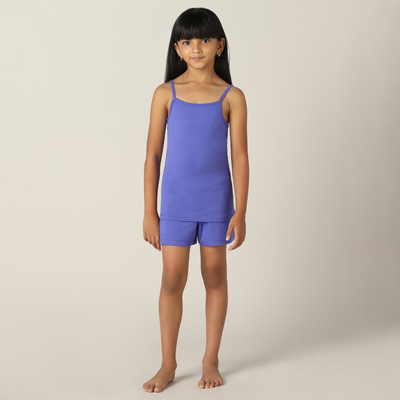 SensiSoft Bamboo - Premium Camisole & Shorts set for Girls (Blue Iris)