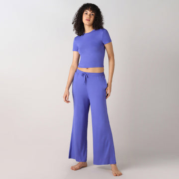 AeroSoft Bamboo Women's Premium Lounging Co-Ord Set (Blue Iris)