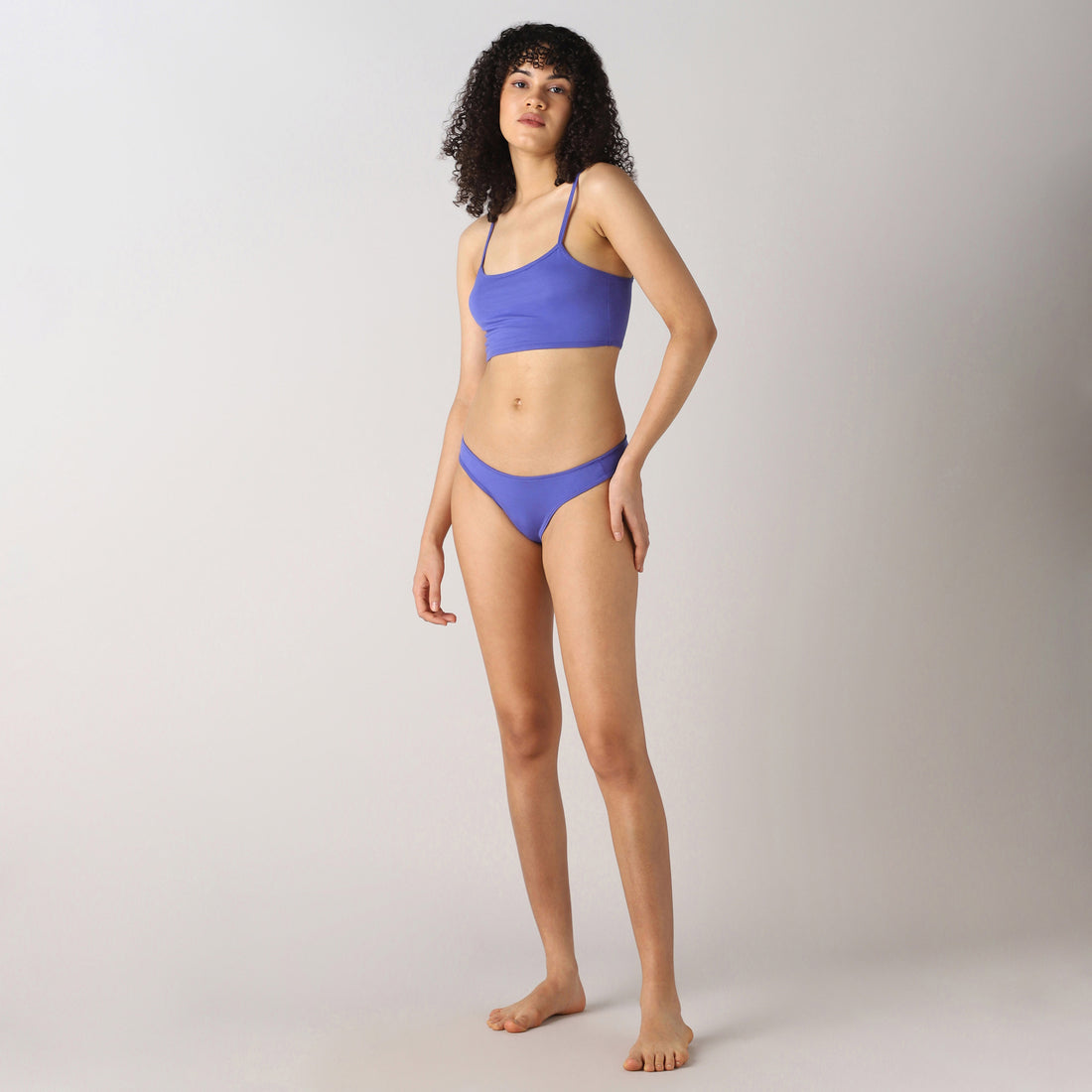 Sweet Spot Women's Solid Bamboo Bikini (Blue Iris)