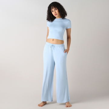 AeroSoft Bamboo Women's Premium Lounging Co-Ord Set (Cerulean)