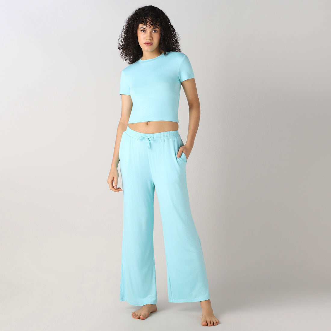 Sweet Spot Women's Lounging or Sleep Bamboo Regular T-Shirt (Aqua Sky)