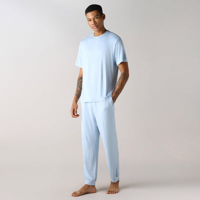 LuxeSoft Bamboo - Ultra-Soft Men's Co-Ord Set (Cerulean)