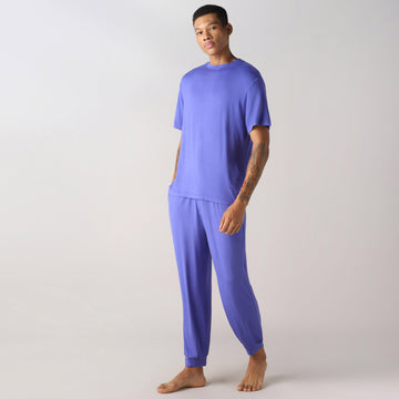 LuxeSoft Bamboo - Ultra-Soft Men's Co-Ord Set (Blue Iris)