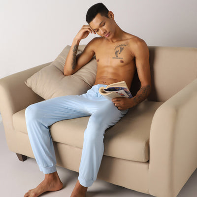 LuxeSoft Bamboo - Premium Lounging or Sleep Pyjama For Men (Cerulean)