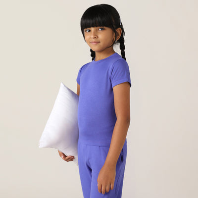 SensiSoft Bamboo - Girls Lounging or Sleep Bamboo Regular T-Shirt (Blue Iris)