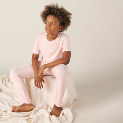 ActiveSoft Bamboo - Boys Lounging or Sleep Bamboo Regular T-Shirt (Rose Quartz)