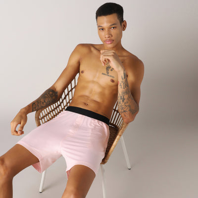 LuxeSoft Bamboo - Regular Fit Solid Lounging or Sleep Boxer for Men (Rose Quartz)
