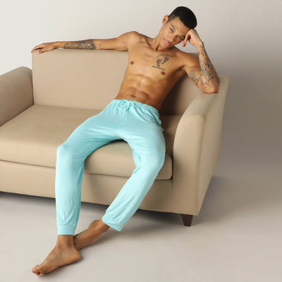 LuxeSoft Bamboo - Premium Lounging or Sleep Pyjama For Men (Aqua sky)