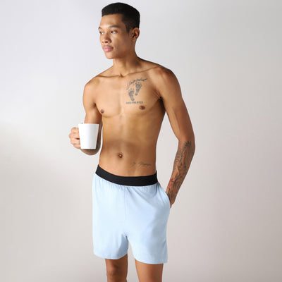 LuxeSoft Bamboo - Regular Fit Solid Lounging or Sleep Boxer for Men (Cerulean)