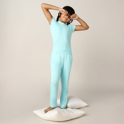 SensiSoft Bamboo - Premium Lounging or Sleep Pyjama For Girls (Aqua Sky)