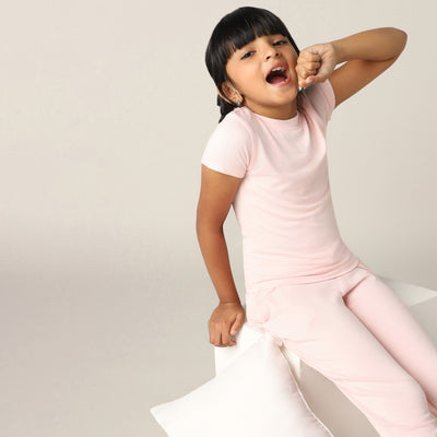 SensiSoft Bamboo - Girls Lounging or Sleep Bamboo Regular T-Shirt (Rose Quartz)