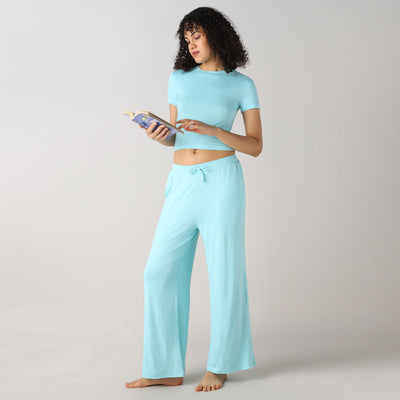 AeroSoft Bamboo - Premium Lounging or Sleep Pyjama For Women (Aqua Sky)
