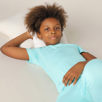 ActiveSoft Bamboo - Boys Lounging or Sleep Bamboo Regular T-Shirt (Aqua sky)