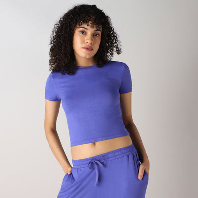 AeroSoft Bamboo - Women's Lounging or Sleep Bamboo Regular T-Shirt (Blue Iris)