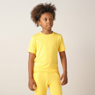 ActiveSoft Bamboo - Boys Lounging or Sleep Bamboo Regular T-Shirt (Mimosa)