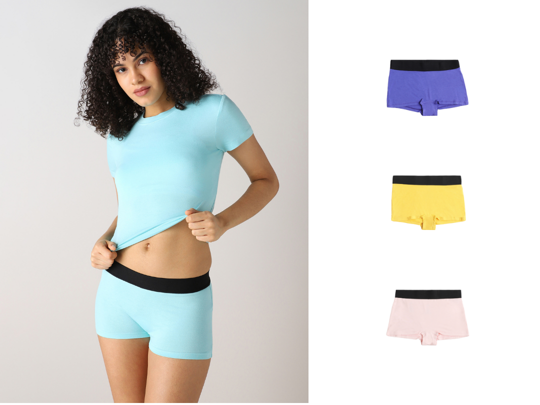 AeroSoft Bamboo - Women's Boy Shorts Underwear( Pack of 3 )